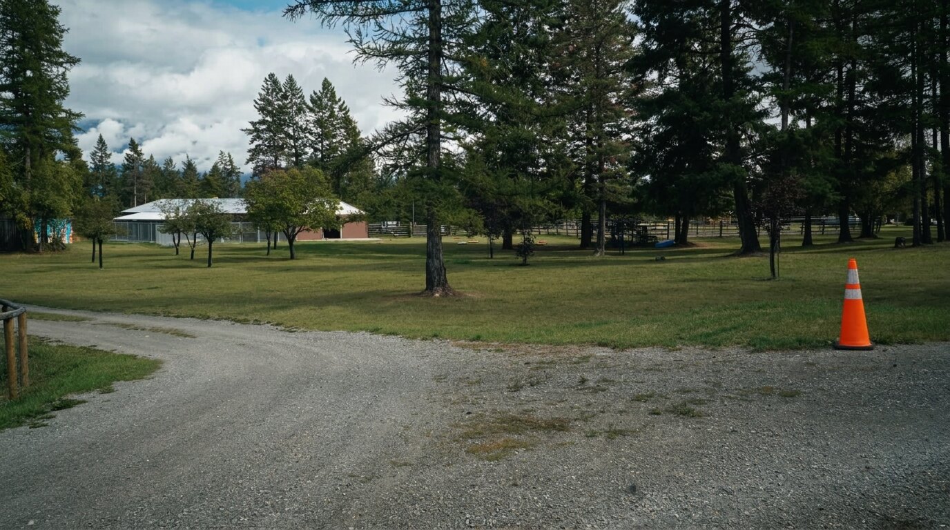 The tree-lined grounds and building inside K9 Basecamp